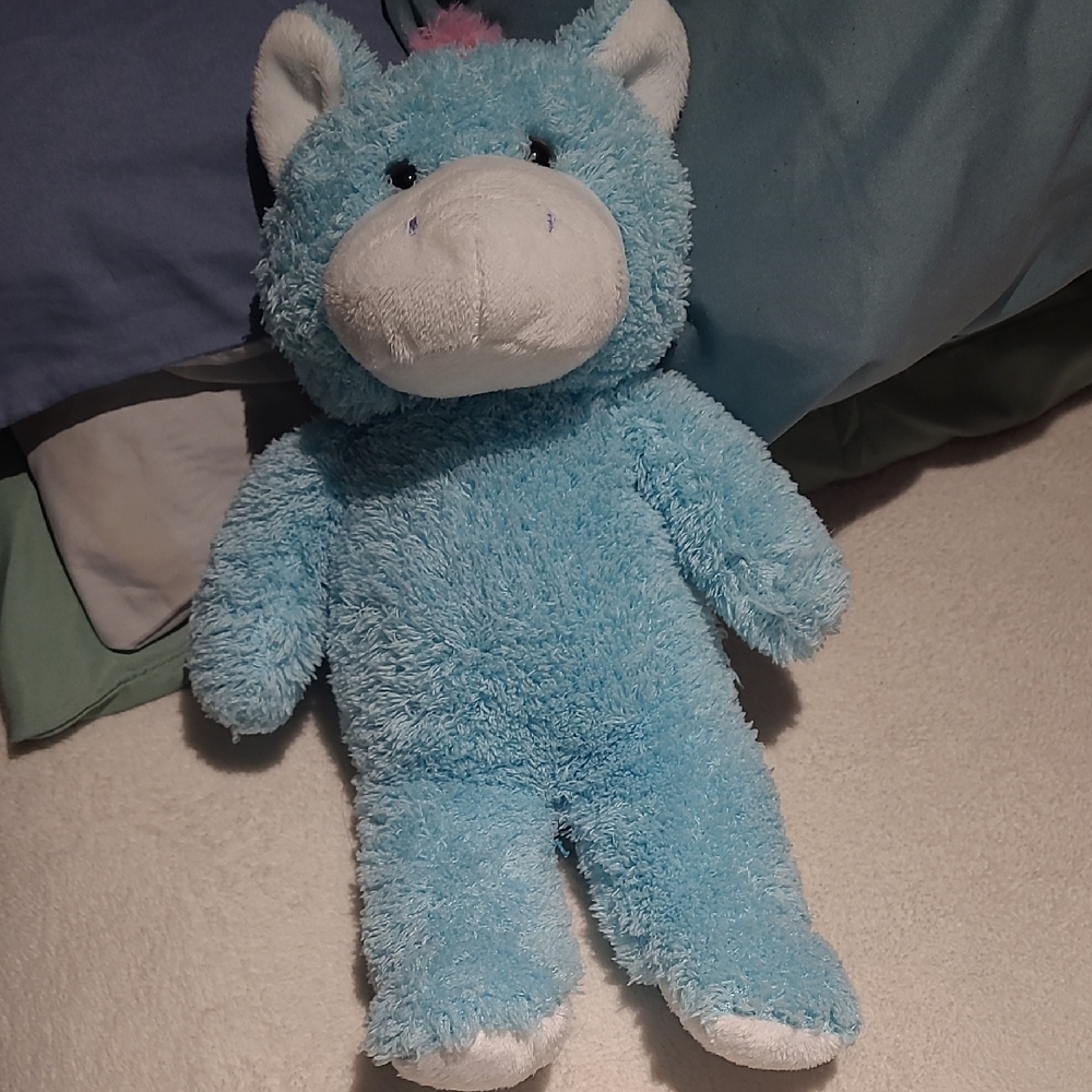 Blue Plush Unicorn Stuffed Animal - Soft Cuddly Companion